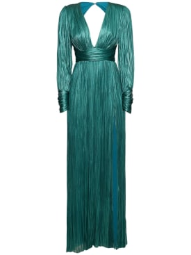 Maria Lucia Hohan: Smaranda foiled silk tulle long dress - Green - women_0 | Luisa Via Roma
