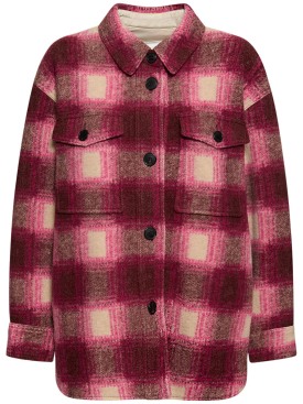 Marant Etoile: Harveli plaid wool blend jacket - Fuchsia - women_0 | Luisa Via Roma