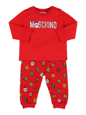 Moschino: Printed cotton jersey t-shirt & pants - Red - kids-boys_0 | Luisa Via Roma