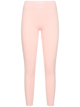 Stella McCartney: Logo stretch cotton jersey leggings - Pink - women_0 | Luisa Via Roma