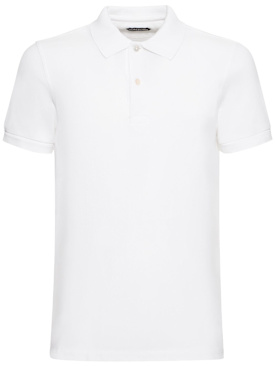 Tom Ford: Tennis cotton piquet polo - Ecru - men_0 | Luisa Via Roma