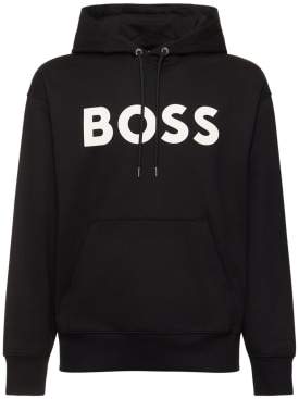Boss: Hoodie aus Baumwolle mit Logodruck - Schwarz - men_0 | Luisa Via Roma