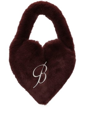Blumarine: Faux fur heart top handle bag - Fondente - women_0 | Luisa Via Roma