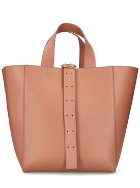 Jil Sander: Medium Square leather tote bag - Cherrywood - women_0 | Luisa Via Roma