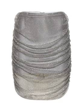 Giuseppe Di Morabito: Embellished embroidered mesh mini skirt - Silver - women_0 | Luisa Via Roma
