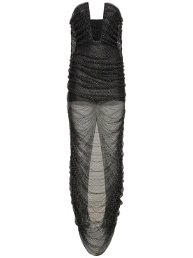Giuseppe Di Morabito: Embellished embroidered mesh midi dress - Black - women_0 | Luisa Via Roma