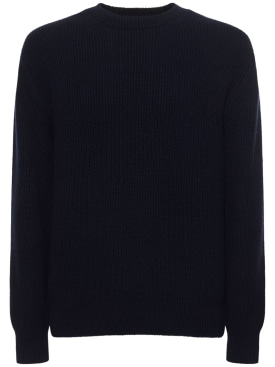 Zegna: Knit crewneck sweater - Navy - men_0 | Luisa Via Roma