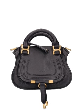 Chloé: Mini Marcie leather top handle bag - Black - women_0 | Luisa Via Roma