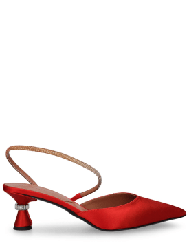 D'accori: 50毫米Saturn绸缎露跟穆勒鞋 - 红色 - women_0 | Luisa Via Roma