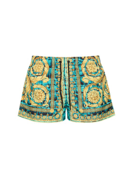 Versace: Cocco Barocco printed nylon swim shorts - Glacier Blue - men_0 | Luisa Via Roma