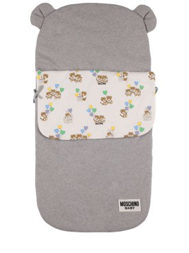 Moschino: Printed cotton sleeping bag - Grey - kids-boys_0 | Luisa Via Roma