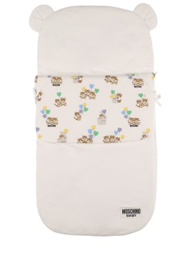 Moschino: Printed cotton sleeping bag - White - kids-girls_0 | Luisa Via Roma