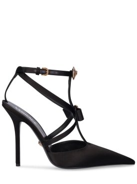 Versace: 110毫米绸缎露跟高跟鞋 - 黑色 - women_0 | Luisa Via Roma