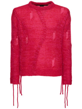 Andersson Bell: Colbine mohair blend crewneck sweater - Red - men_0 | Luisa Via Roma