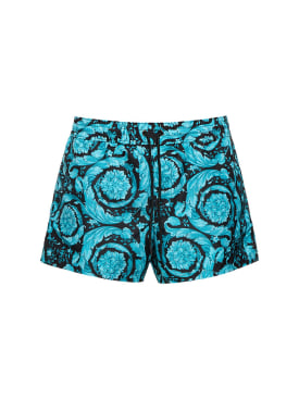 Versace: Barocco printed nylon swim shorts - Glacier Blue - men_0 | Luisa Via Roma