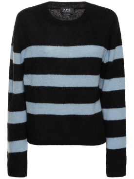A.P.C.: Sweater aus Alpakamischstrick „Madison“ - Schwarz/Hellblau - women_0 | Luisa Via Roma