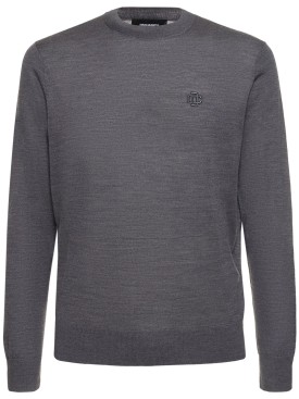Dsquared2: Virgin wool sweater w/logo - Dark Grey - men_0 | Luisa Via Roma