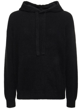 Laneus: Soft cashmere blend hoodie - Black - men_0 | Luisa Via Roma