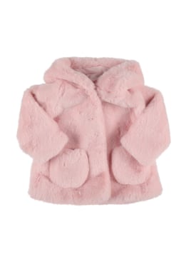 Monnalisa: Faux fur coat - Pink - kids-girls_0 | Luisa Via Roma