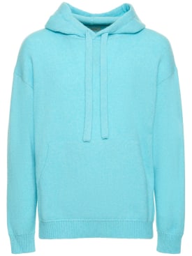 Laneus: Soft cashmere blend hoodie - Blue - men_0 | Luisa Via Roma