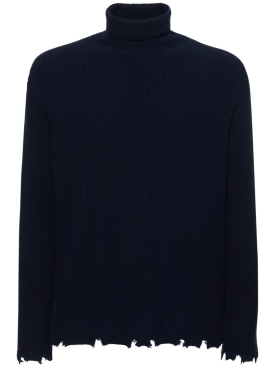 Laneus: High neck wool sweater - Blue - men_0 | Luisa Via Roma