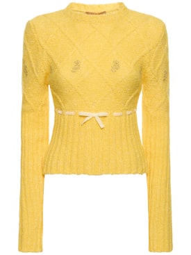 Cormio: Suéter de lana con bordado - Amarillo - women_0 | Luisa Via Roma