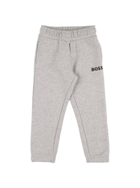 Boss: Rubberized logo cotton sweatpants - Grey - kids-boys_0 | Luisa Via Roma