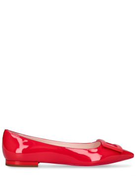 Roger Vivier: LVR Exclusive Gommettine leather flats - Red - women_0 | Luisa Via Roma