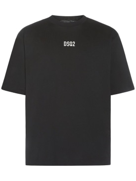 Dsquared2: T-Shirt aus Bio-Baumwolle mit Logo - Schwarz - men_0 | Luisa Via Roma