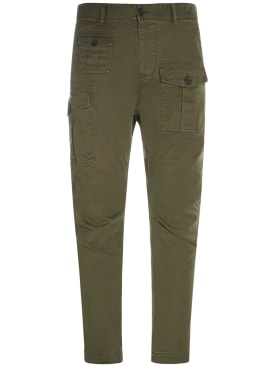 Dsquared2: Pantalon sexy cargo en coton stretch - Vert Militaire - men_0 | Luisa Via Roma