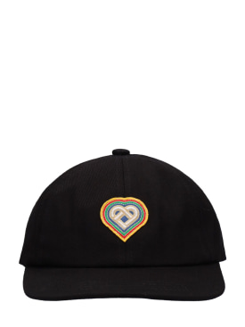 Casablanca: Heart embroidered baseball cap - Black - men_0 | Luisa Via Roma