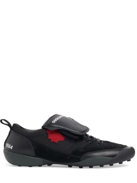 Dsquared2: Soccer皮革运动鞋 - 黑色 - men_0 | Luisa Via Roma