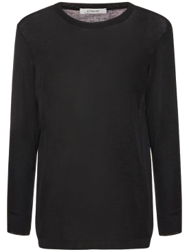 Lemaire: Seamless wool & silk knit t-shirt - Black - men_0 | Luisa Via Roma