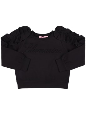 Miss Blumarine: Sweatshirt aus Viskose mit Kristall-Logo - Schwarz - kids-girls_0 | Luisa Via Roma