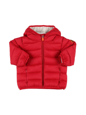 Save The Duck: Hooded nylon puffer jacket - Red - kids-boys_0 | Luisa Via Roma