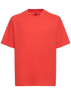 Ferrari: Logo大廓型棉质平纹针织T恤 - 红色 - men_0 | Luisa Via Roma