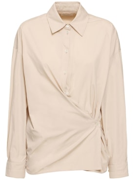 Lemaire: Straight collar cotton & silk shirt - Pink - women_0 | Luisa Via Roma