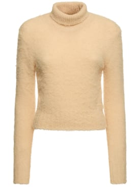 AMI Paris: Brushed alpaca blend turtleneck sweater - Cream - women_0 | Luisa Via Roma