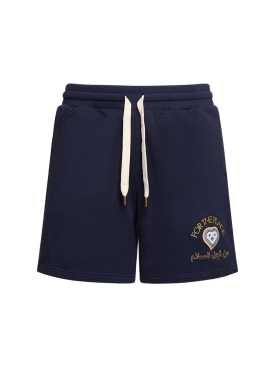 Casablanca: Shorts deportivos de algodón - Azul Marino - men_0 | Luisa Via Roma