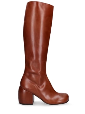 Dries Van Noten: 65mm Tall leather boots - Tan - women_0 | Luisa Via Roma