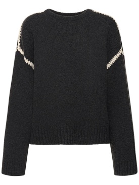 Toteme: Embroidered wool & cashmere sweater - Grey - women_0 | Luisa Via Roma