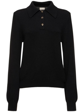 Khaite: Joey cashmere polo sweater - Black - women_0 | Luisa Via Roma