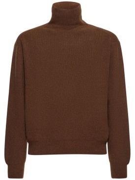 Lemaire: Wool blend knit turtleneck - Brown - men_0 | Luisa Via Roma