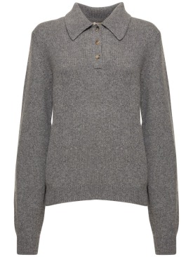 Khaite: Joey cashmere polo sweater - Grey - women_0 | Luisa Via Roma