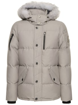 Moose Knuckles: 3Q cotton down jacket w/ faux fur - Grey/Grey - men_0 | Luisa Via Roma