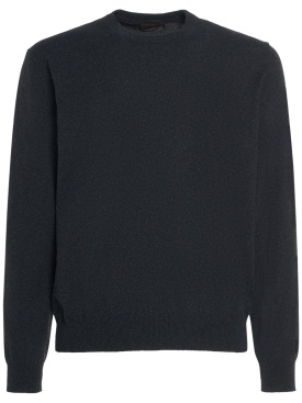 Loro Piana: Classic cashmere crewneck sweater - Black - men_0 | Luisa Via Roma