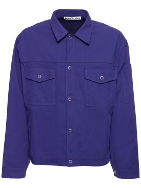 Acne Studios: Ourle cotton blend twill overshirt - Electric Purple - men_0 | Luisa Via Roma