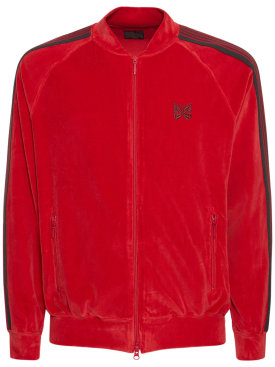 Needles: Logo velour track jacket - Red - men_0 | Luisa Via Roma