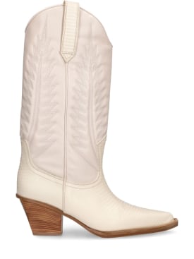 Paris Texas: 60mm Rosario lizard print leather boots - Off White - women_0 | Luisa Via Roma
