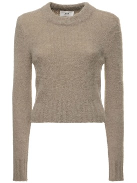 AMI Paris: Brushed alpaca blend crewneck sweater - Taupe - women_0 | Luisa Via Roma